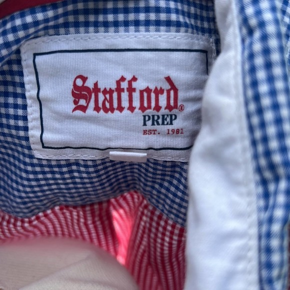 Stafford Prep men’s button down shirt cotton checked red green white L - Picture 10 of 11